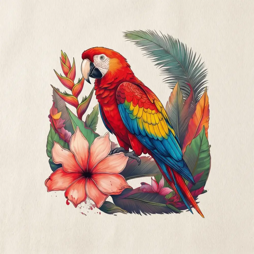 MANAI Guacamaya — Marfil — detalle del estampado