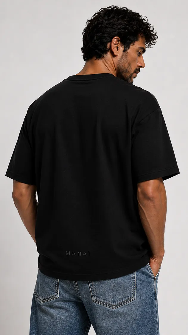 MANAI Jaguar Geométrico Grande — Negro — frente con logo MANAI